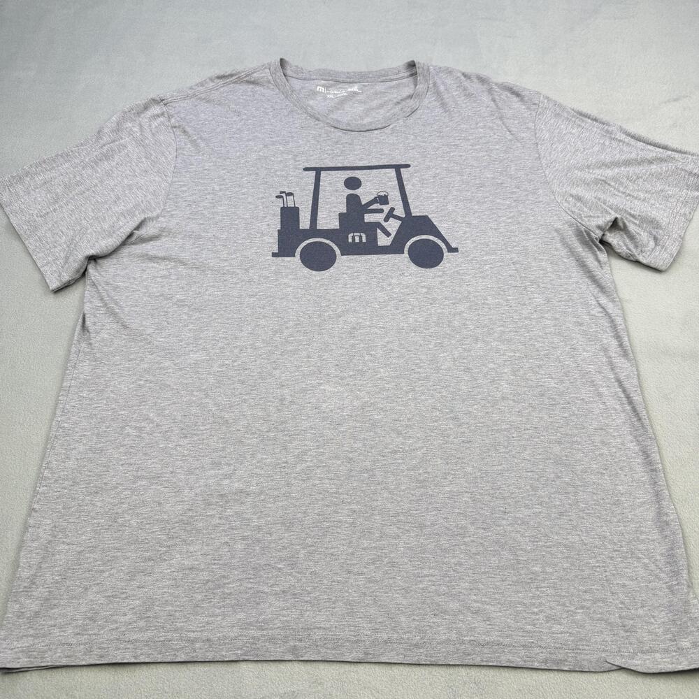 Travis Mathew Shirt Mens 2XL Gray Golf Cart Beer Graphic Tee Funny Pima Cotton